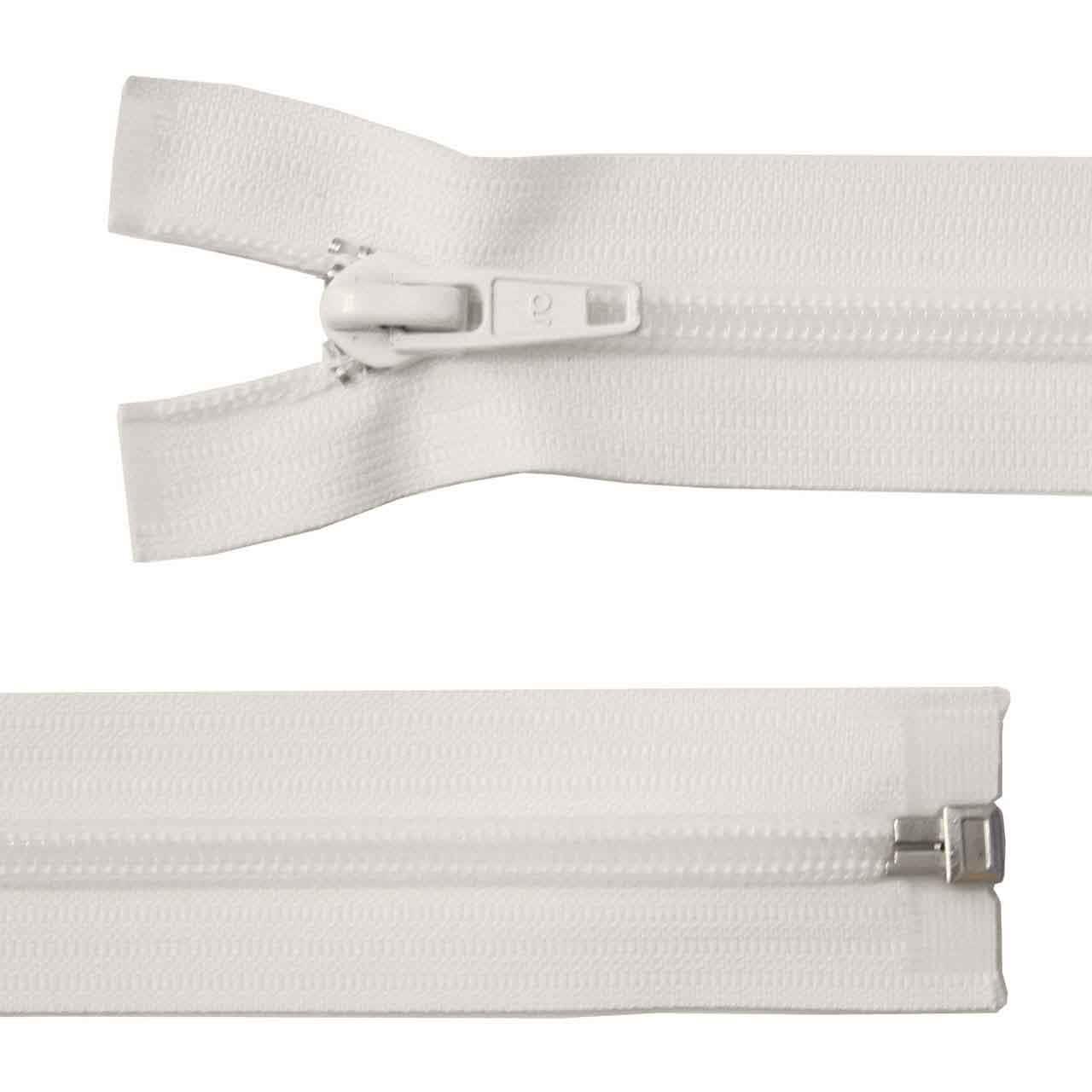 Plastic zip, broad, separable, withe,  85 cm