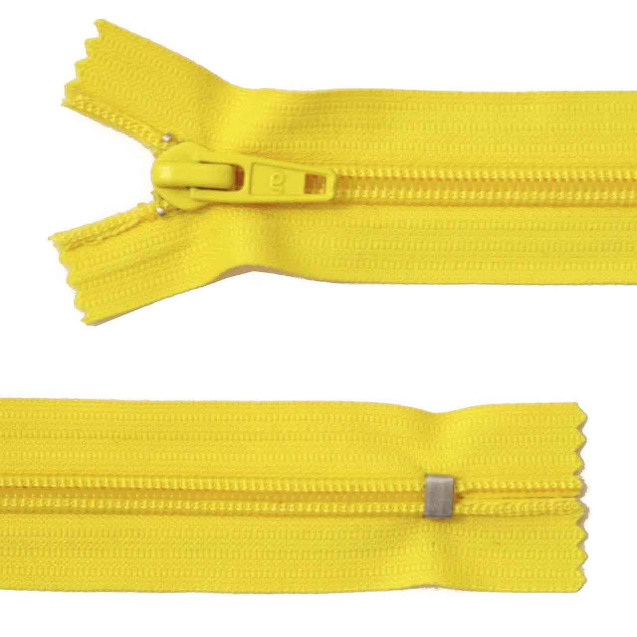 Plastic zip, broad, standard, yellow, 96 cm